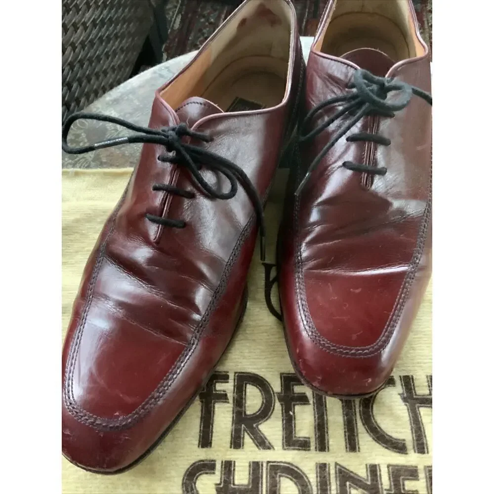 French Shriner Sterling Men Oxford Shoes Size 9.5D Oxford Burgundy-Merlot SHARP
